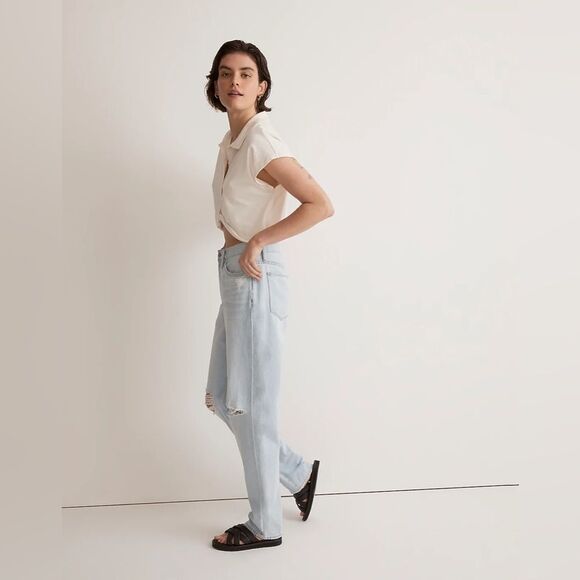 Madewell NWT The Slouchy Boyjean Size 31 in Wrightlane Wash | Ripped Edition - Picture 3 of 11
